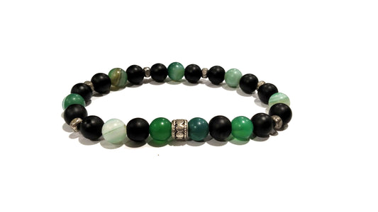 Bracciale in pietre naturali e acciaio con inserto decorativo "D.3"