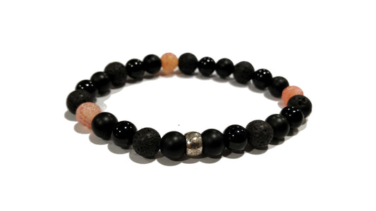 Bracciale in pietre naturali e acciaio con inserto decorativo "D.3"