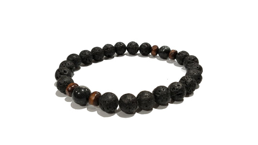 Bracciale in pietre naturali e inserti decorativi in legno "D.3"