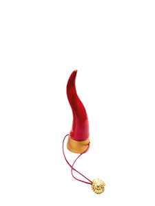 Cornetto artigianale smaltato rosso da 8cm "Arte Napoli"