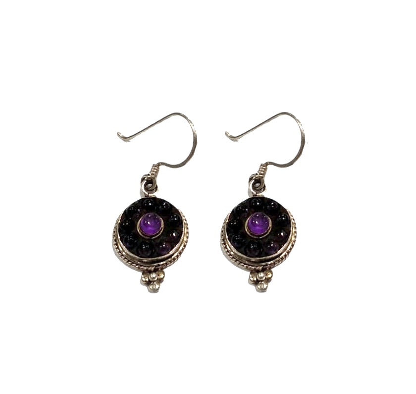 Orecchini in argento con sfere in ametista