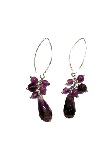 Orecchini in argento con pendenti a goccia in ametista