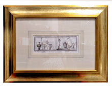 Carica l&#39;immagine nel visualizzatore di Gallery, Incisione d&#39;antiquariato &quot;Antichità di Ercolano Esposte: Decorazione parietale con vasellame&quot;

