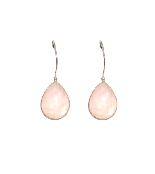 Orecchini in argento a goccia con quarzo rosa