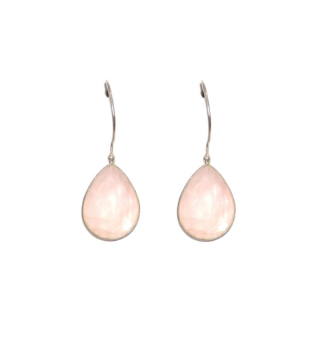 Orecchini in argento a goccia con quarzo rosa