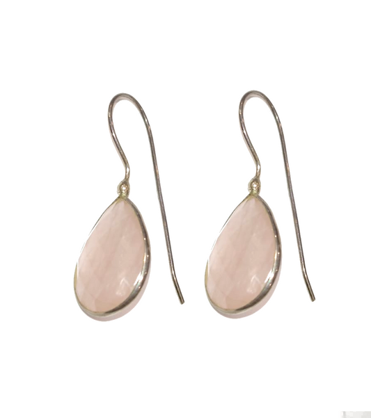 Orecchini in argento a goccia con quarzo rosa