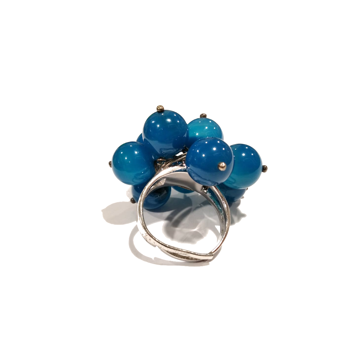 Anello in argento con perline in angelite