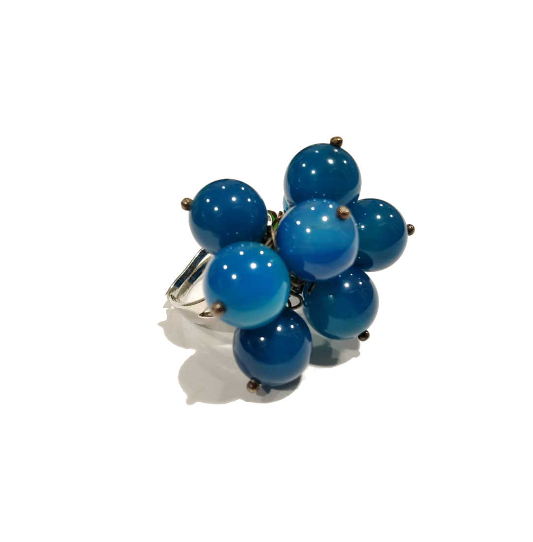 Anello in argento con perline in angelite