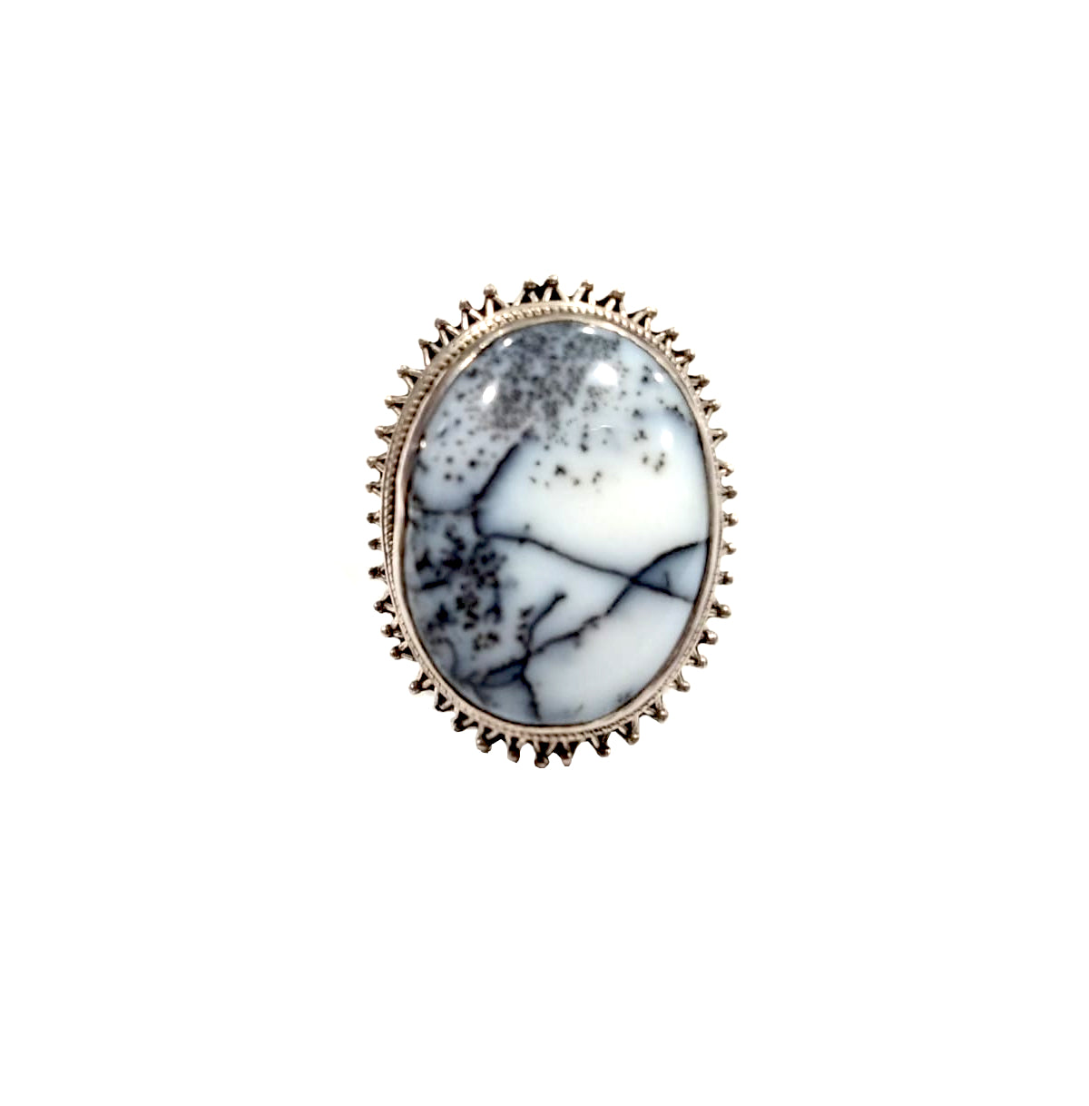 Anello in argento con cabochon in ossidiana neve
