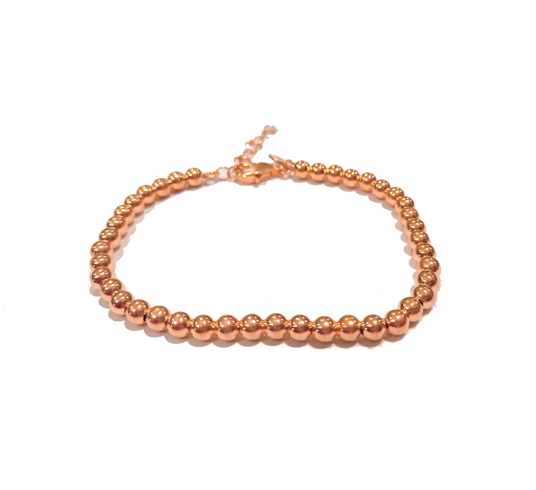 Bracciale perle mini in argento rosa