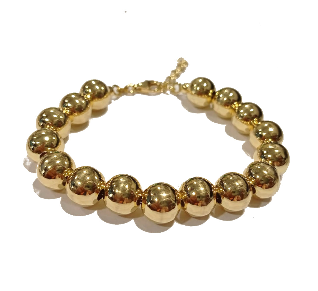 Bracciale perle medie in argento  dorato