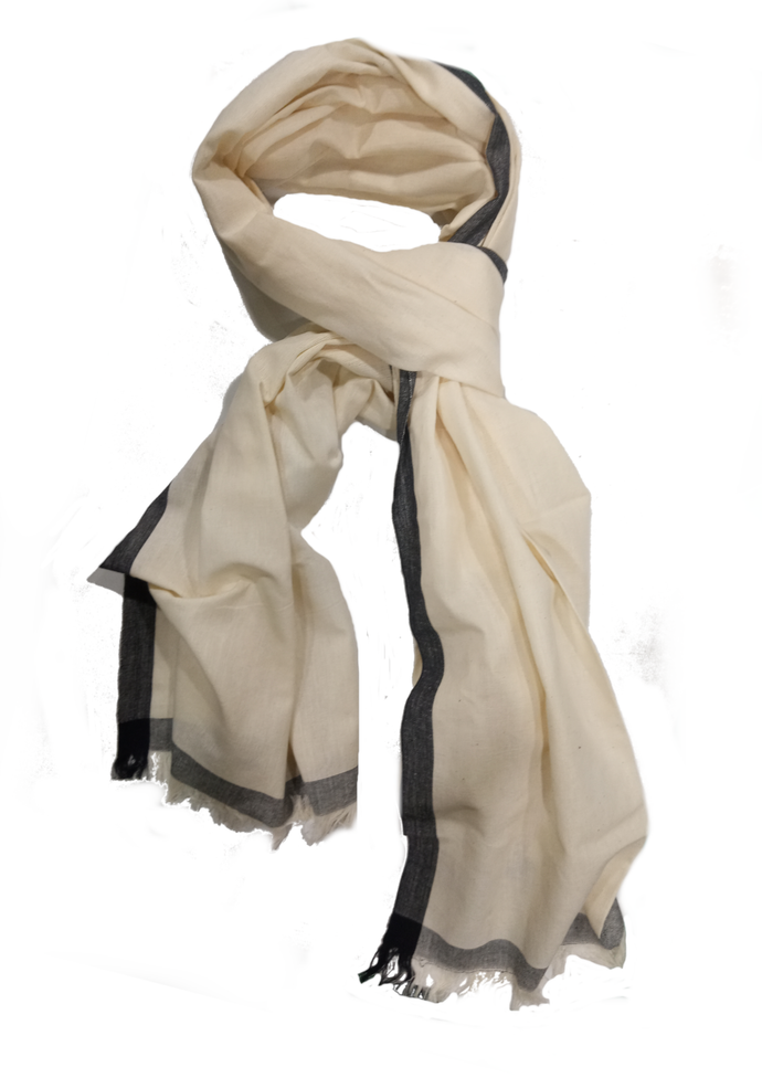 Sciarpa foulard nero beige in cotone