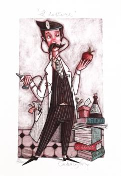 Grafica incorniciata di Federica Porro "Il Dottore"
