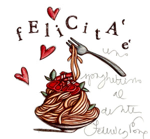 Grafica di Federica Porro: "Felicità è uno spaghettino al dente"