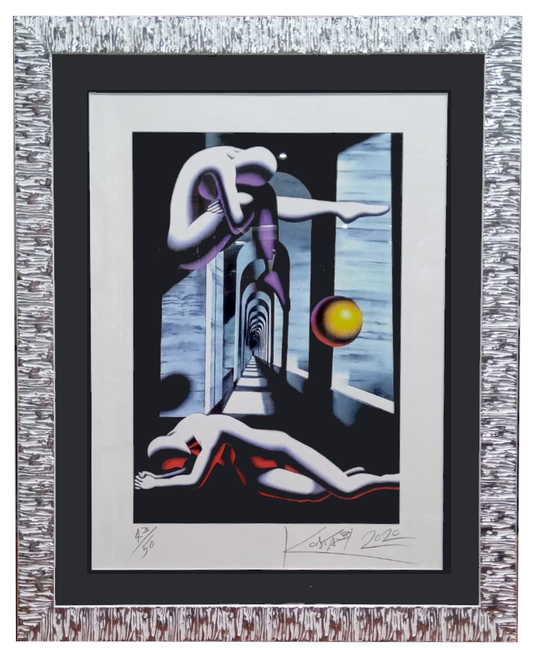 Grafica incorniciata di Marc Kostabi "Alter Ego"