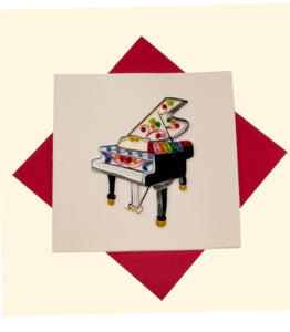Cartoncino d'auguri con decoro filigrana Origamo": "Pianoforte"