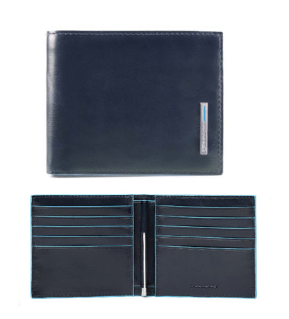 Portafogli in pelle con fermasoldi Bluesquare Piquadro blu
