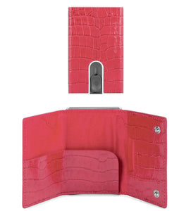 Porta carte di credito in pelle effetto rettile con tasca portasoldi e protezione antifrode Piquadro (disponibile in diversi colori)