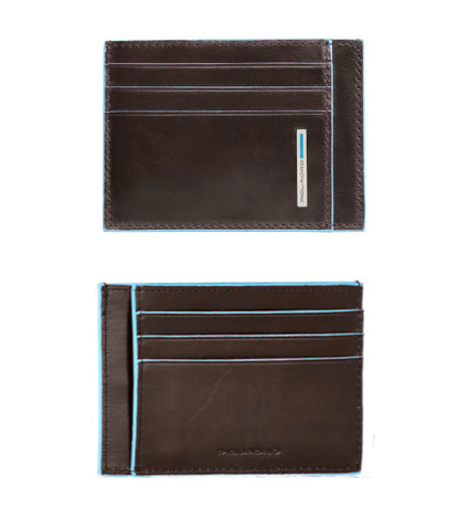 Bustina porta carte di credito in pelle Blue Square Piquadro mogano