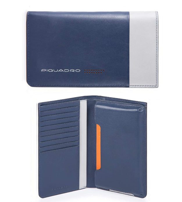 Custodia per iPhone XS Max e portafoglio RFID in pelle Urban Piquadro blu