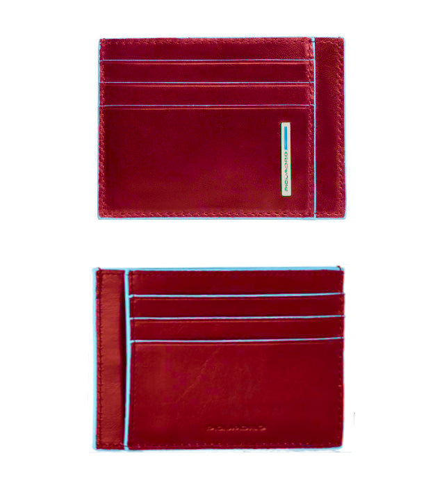 Bustina porta carte di credito in pelle Blue Square Piquadro rosso