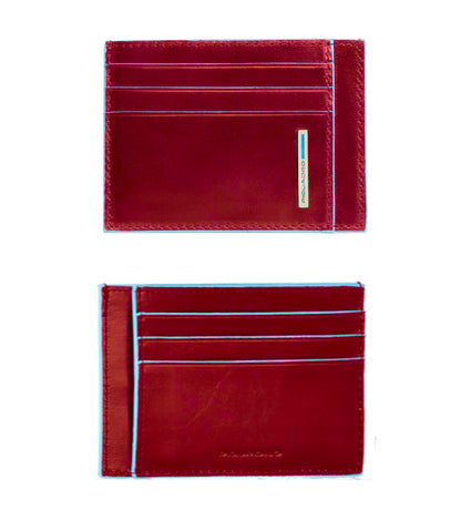 Bustina porta carte di credito in pelle Blue Square Piquadro rosso