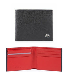 Portafoglio piccolo in pelle bicolore con portabadge estraibile Splash Piquadro  nero rosso