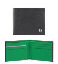 Carica l&#39;immagine nel visualizzatore di Gallery, Portafoglio piccolo in pelle bicolore con portabadge estraibile Splash Piquadro  nero verde
