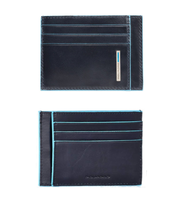 Bustina porta carte di credito in pelle Blue Square Piquadro blu