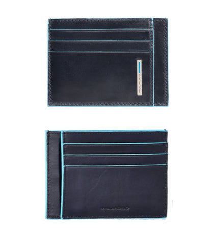 Bustina porta carte di credito in pelle Blue Square Piquadro blu