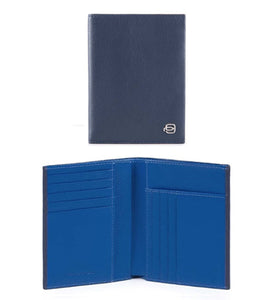 Portafoglio verticale con 12 slot portacarte in pelle bicolore Splash Piquadro blu/blu