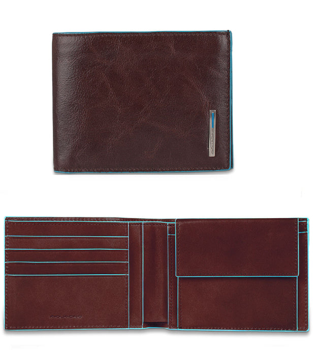 Portafoglio uomo con portaspicci in pelle Bluesquare Piquadro mogano