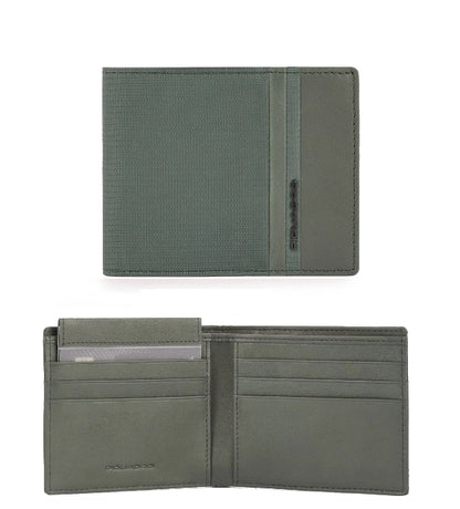 Portafoglio piccolo uomo con portabadge estraibile e RFID Woody Piquadro verde+