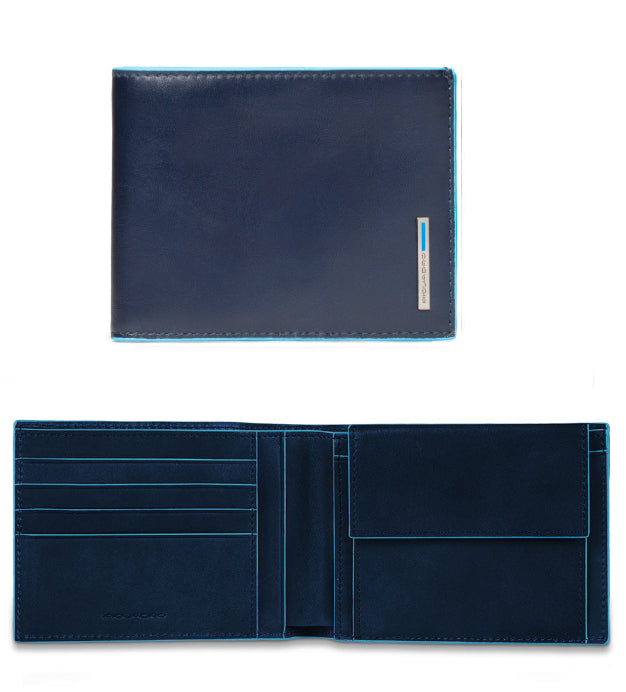 Portafoglio uomo con portaspicci in pelle Bluesquare Piquadro blu