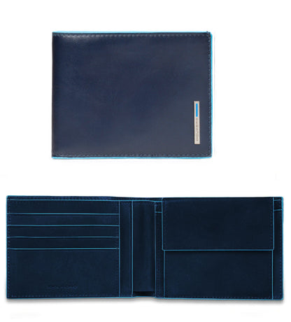 Portafoglio uomo con portaspicci in pelle Bluesquare Piquadro blu