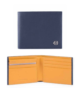 Portafoglio piccolo in pelle bicolore con portabadge estraibile Splash Piquadro  blu giallo