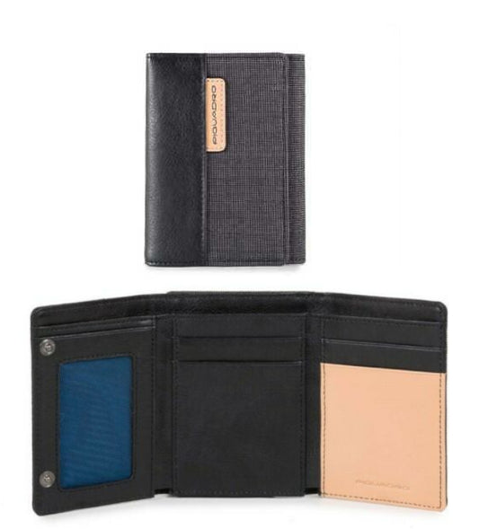 Portafoglio verticale a libretto in tessuto e pelle Blade Piquadro  nero
