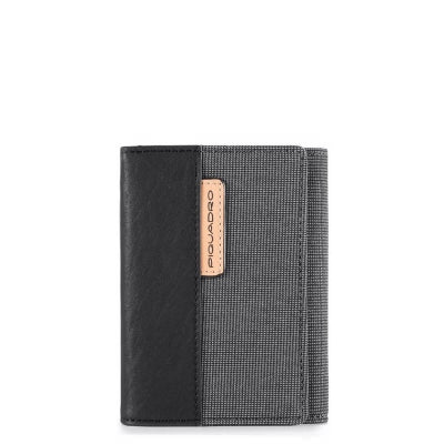Portafoglio verticale a libretto in tessuto e pelle Blade Piquadro  grigio