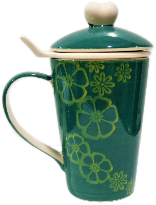 Tisaniera in ceramica con coperchio e colino