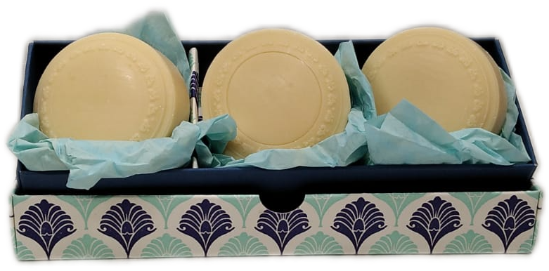 Set da tre Saponi artigianali con scatola regalo decorata "Rossi 1931" 