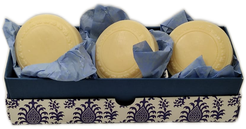 Set da tre Saponi artigianali con scatola regalo decorata "Rossi 1931" 