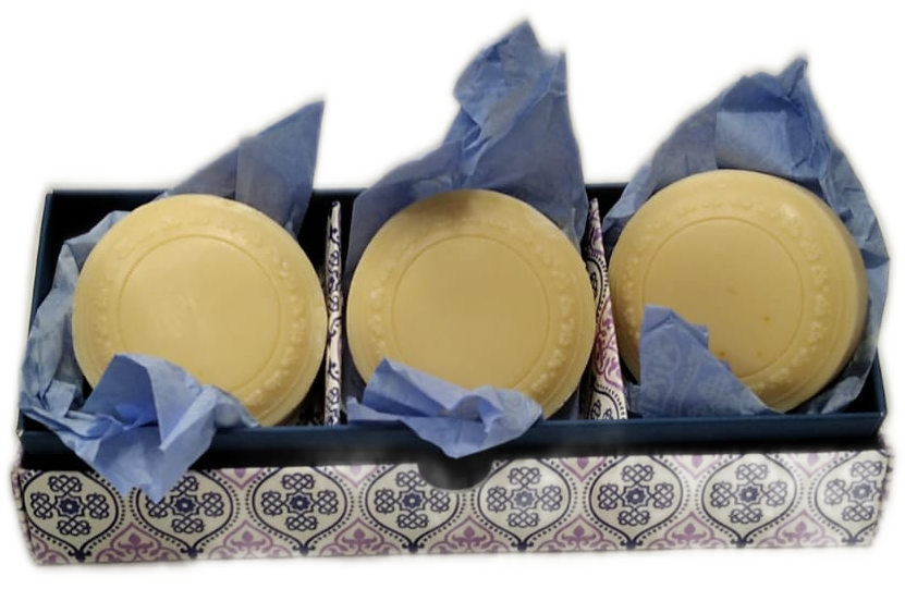 Set da tre Saponi artigianali con scatola regalo decorata "Rossi 1931" 