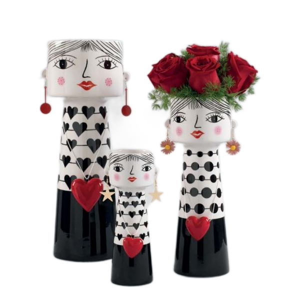 Vaso portafiori in ceramica "Donna con orecchini" 
