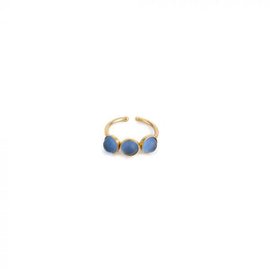 Anello regolabile in ottone con sfere azzurre in vetro satinato Vestopazzo